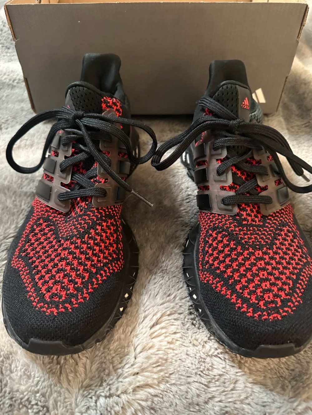 adidas Women's Black and Red Knit Sneakers